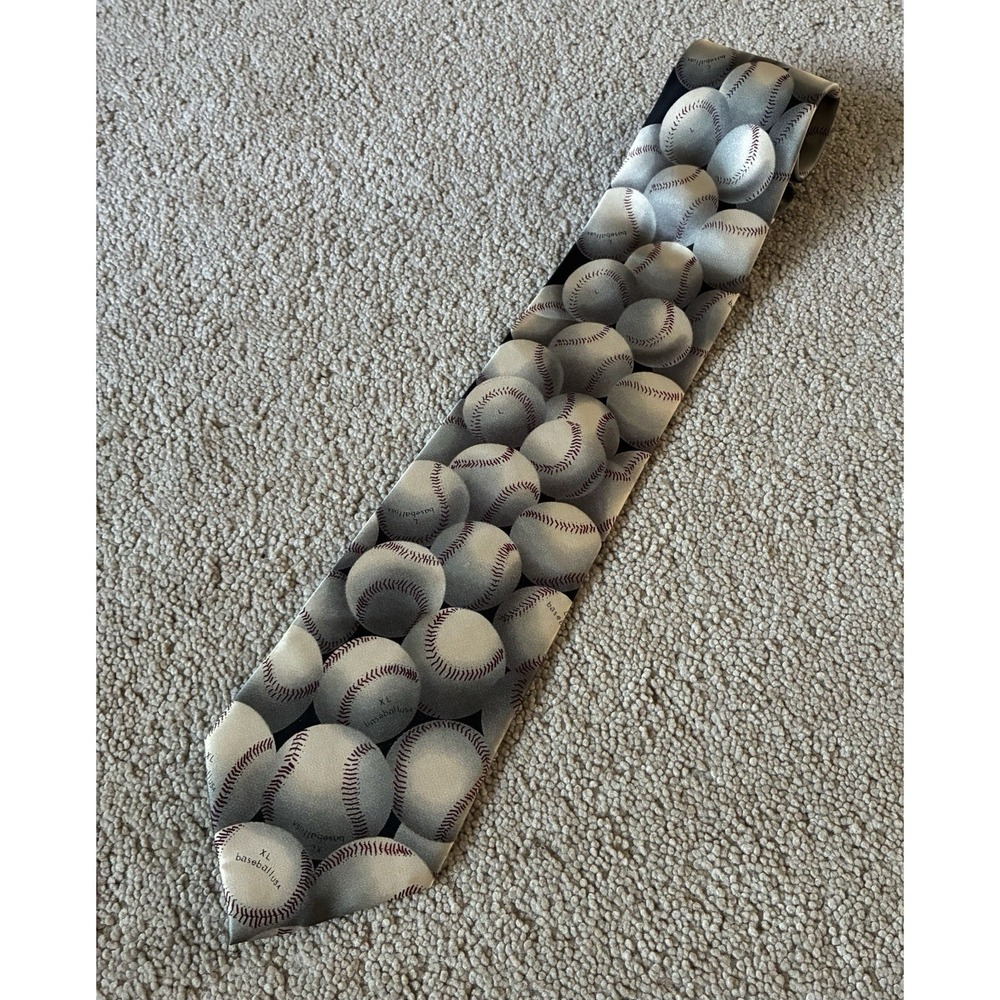 Parquet Baseball Tie Silk Novelty Collage American Pastime Sports Fan